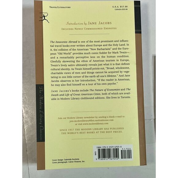 The Innocents Abroad: Or the New Pilgrim's Jane Jacobs New Paperback Luggage Tag - Picture 5 of 8